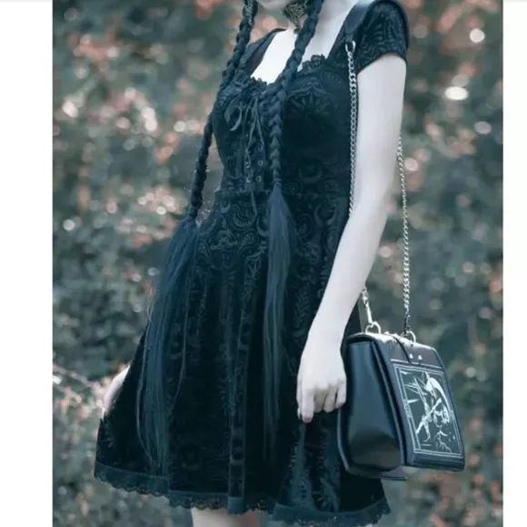 KILLSTAR dress women size Small black floral velvet Belladonna BaBe party Goth - Picture 5 of 16